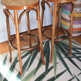 high cane and wood stool