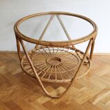 1960's Set of Four Rattan Armchairs and Side Table by Jaroslav Prochazka for ULUV
