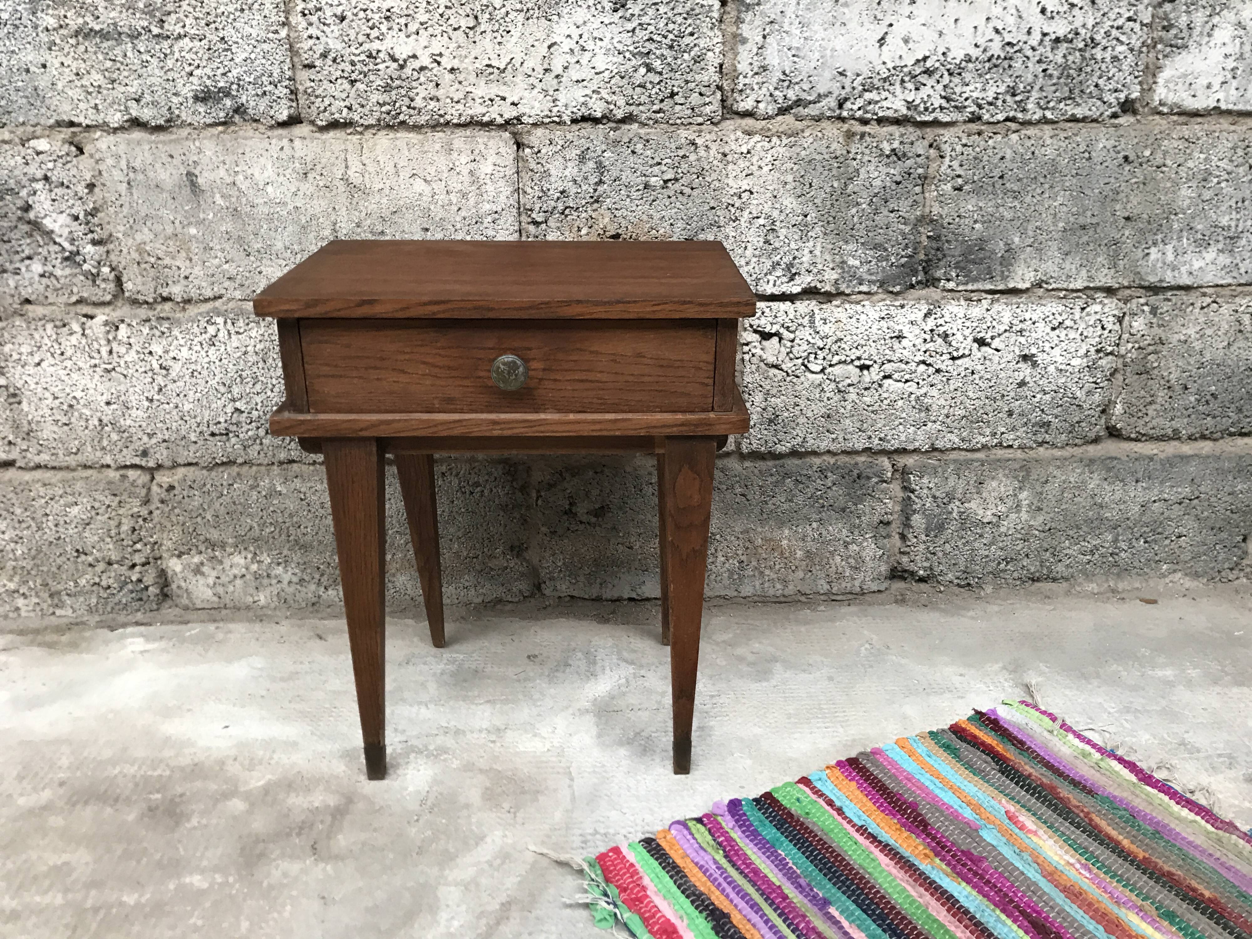 Bedside bedside table end of vintage 1950 vintage sofa - oak - retro bedside