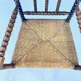 Stained beechwood bobbin armchair in jacobean style, 1900s