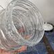 Set of two vintage electrified glass pendant lamps