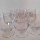 Set of 8 antique faceted stemmed glasses