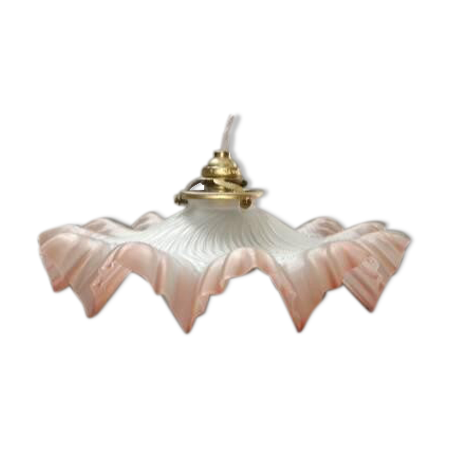 Ceiling light old pink opaline serrated handkerchief art deco 1930