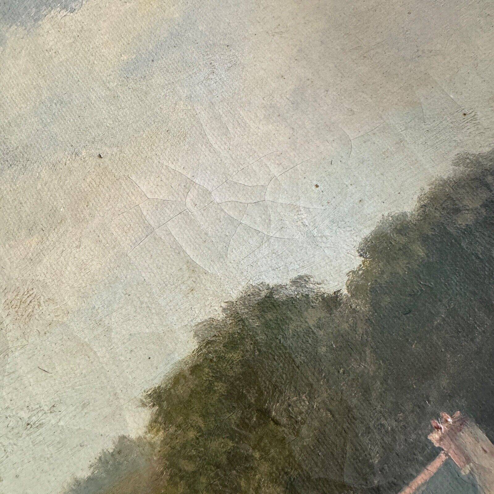 Oil on canvas by F. Lemoine the port of Nantes late 19th century stucco frame