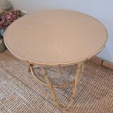 Vintage round bamboo and rattan table