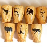 Orangeade set 9 glasses 1 pitcher Grandjean Jourdan Vallauris theme African Savannah 50s