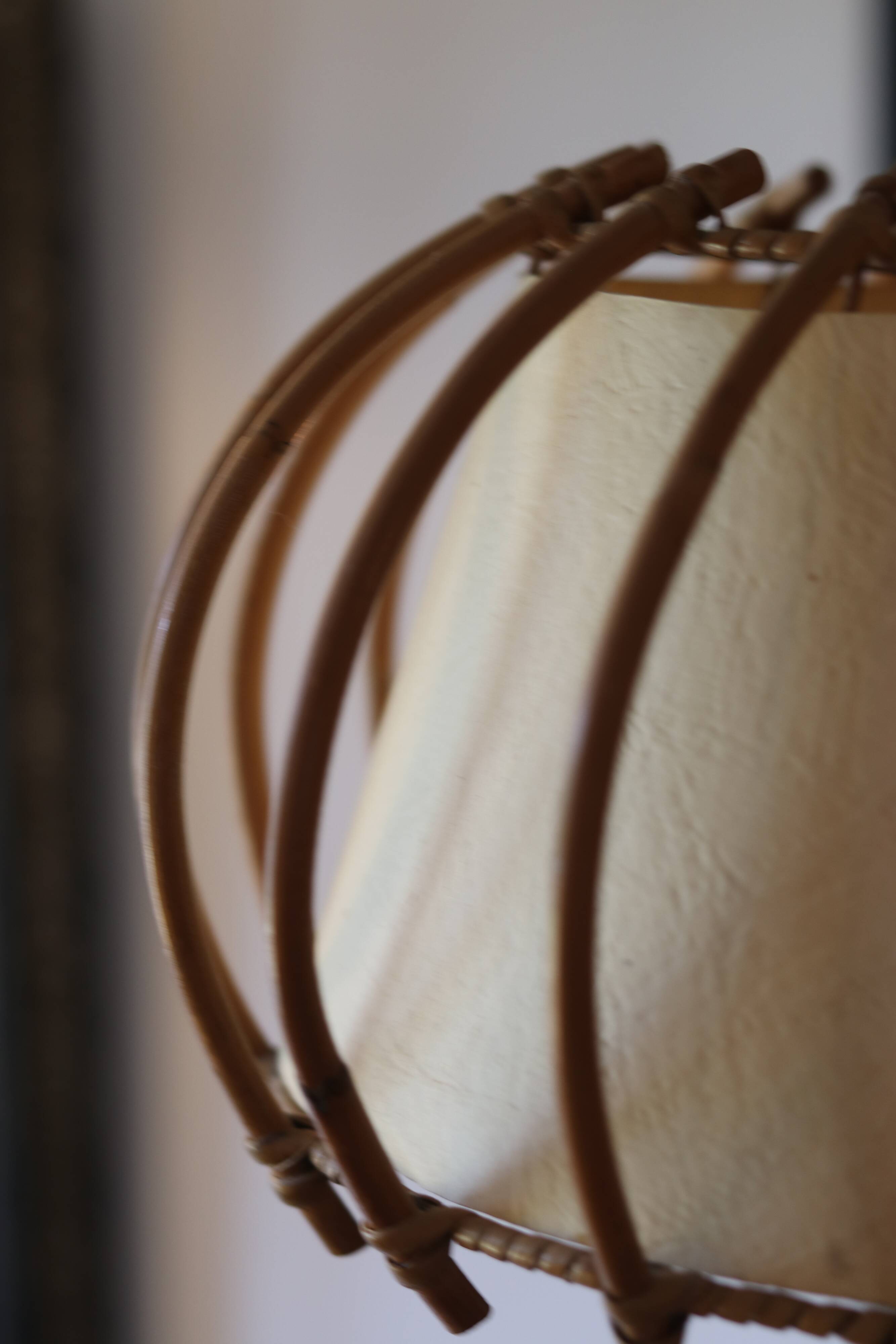 Vintage rattan and paper pendant light