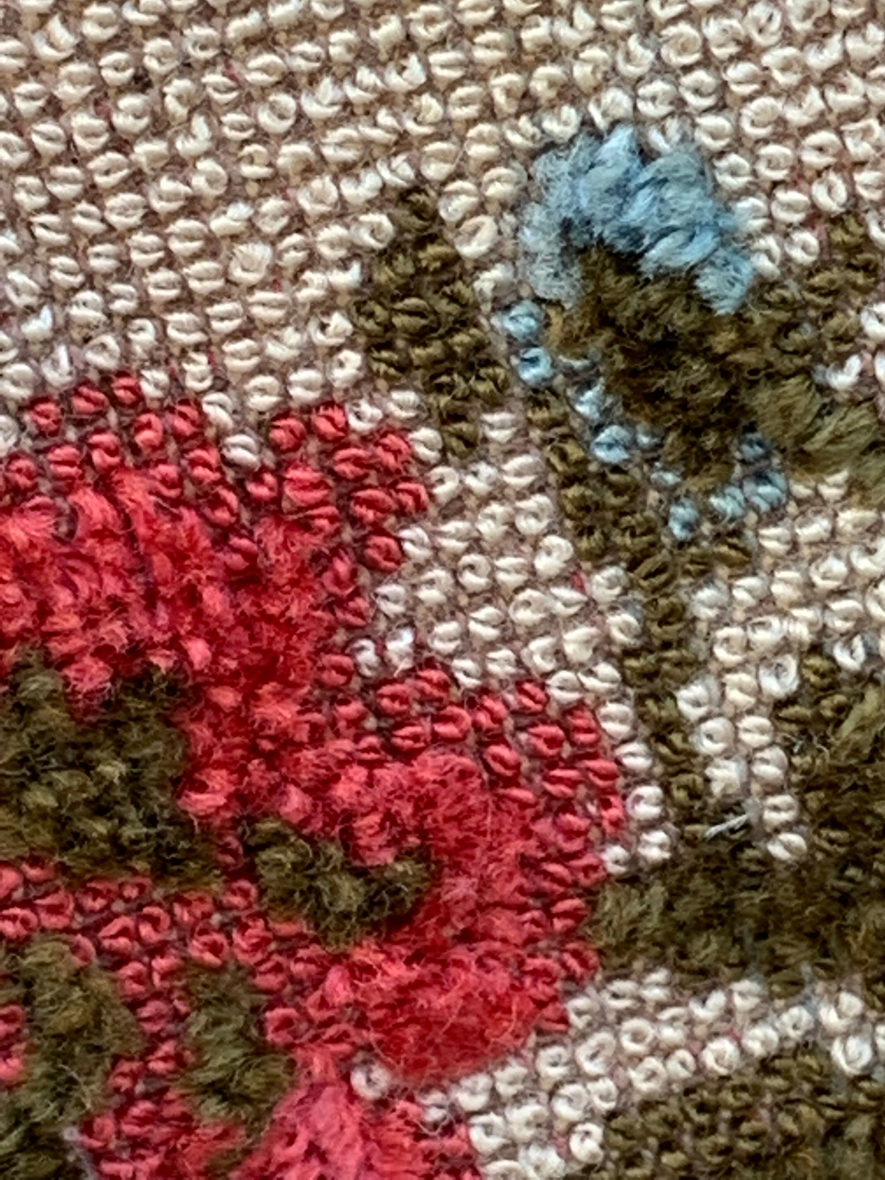 Antique Louis XV style shepherdess armchair in floral flocked fabric