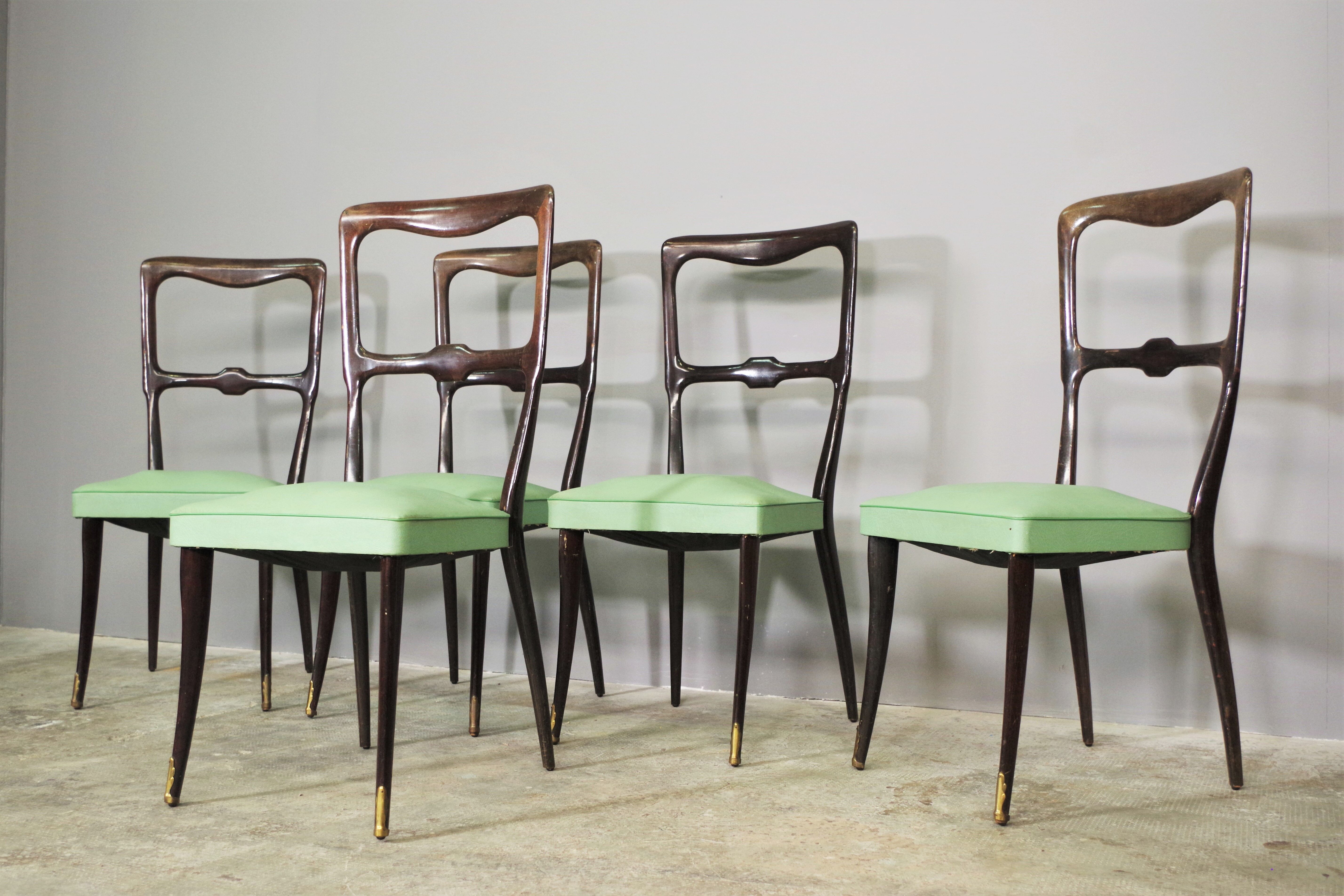 Set of 4 beech wood chairs from the 1950s