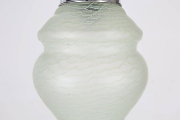 Lampe suspendue Art Déco française avec abat-jour en verre vert, 1940