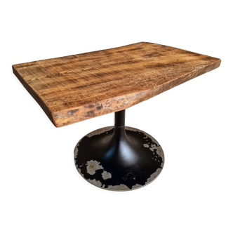 Ancienne table basse en fer et bois