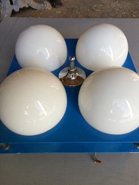 Applique 4 globes verre et métal époque 1970's