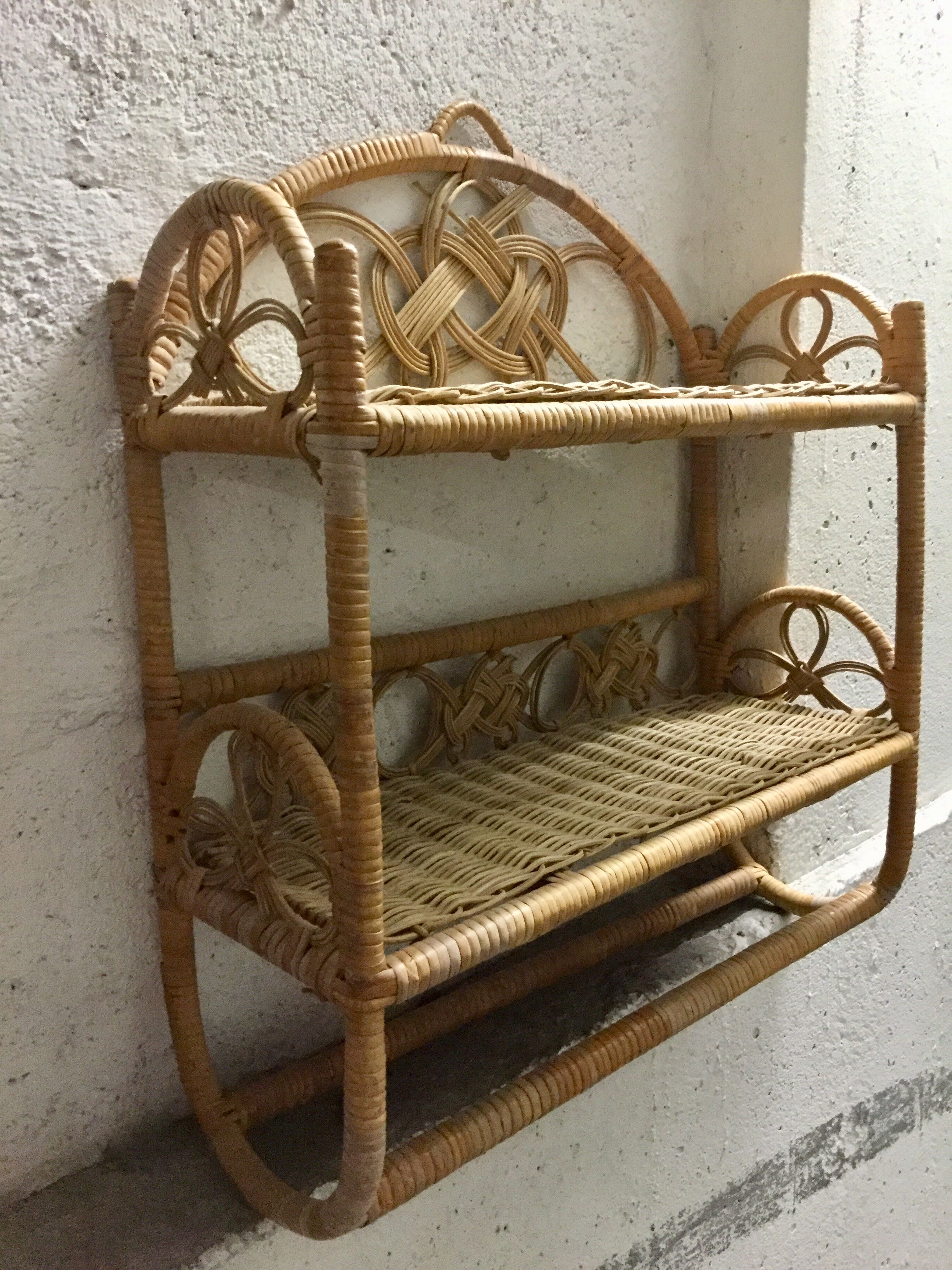 Vintage shelf in rattan