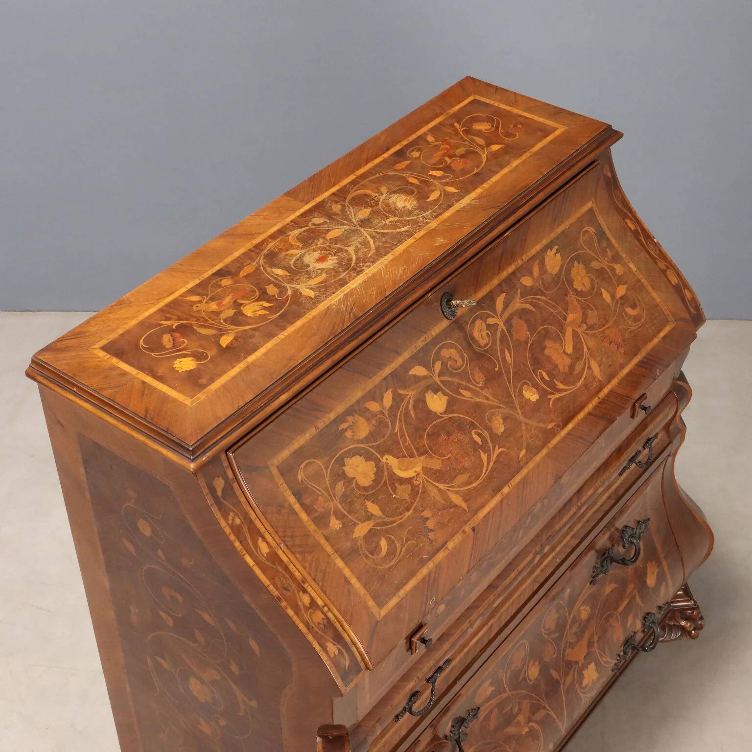 Dutch style desk with floral inlays