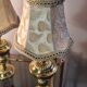 Pair of brass bedside lamp, with pretty velvet lampshade 31x14