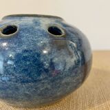 Vase pique-fleurs en céramique bleu
