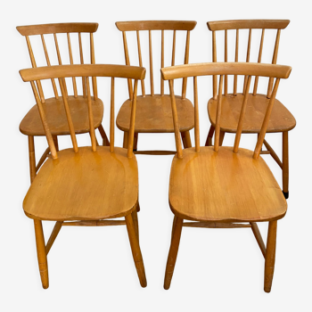 Set of 5 vintage dining chairs