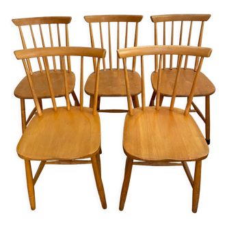 Set of 5 vintage dining chairs