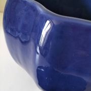 Large vintage soup tureen in glazed ultramarine ceramic