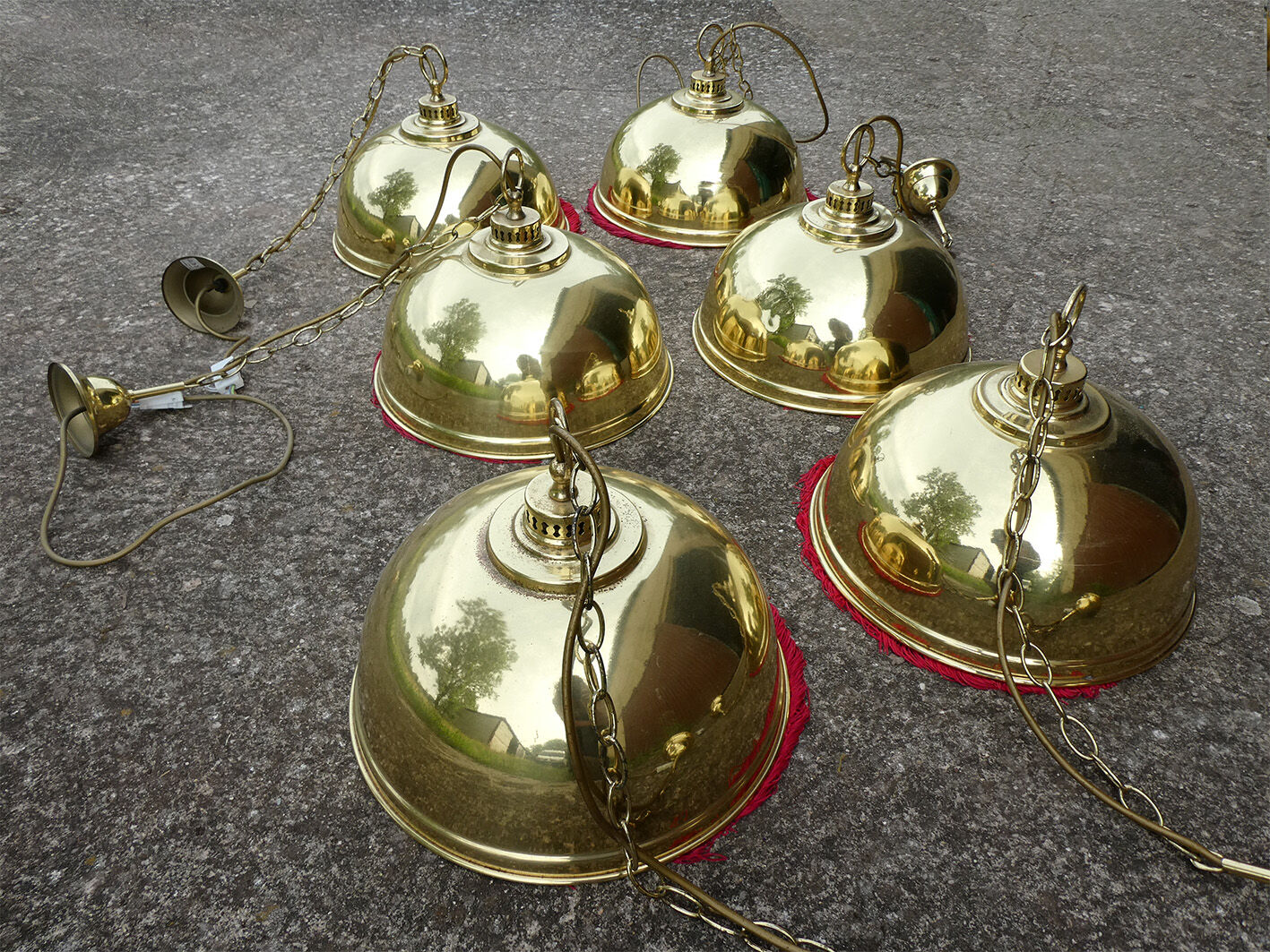 Bistro fringe pendant light, solid brass billiard table