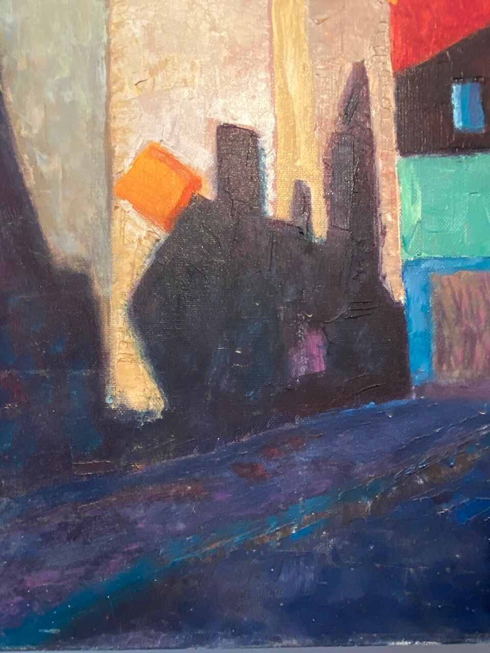 Old painting, cityscape signed and dated 79
