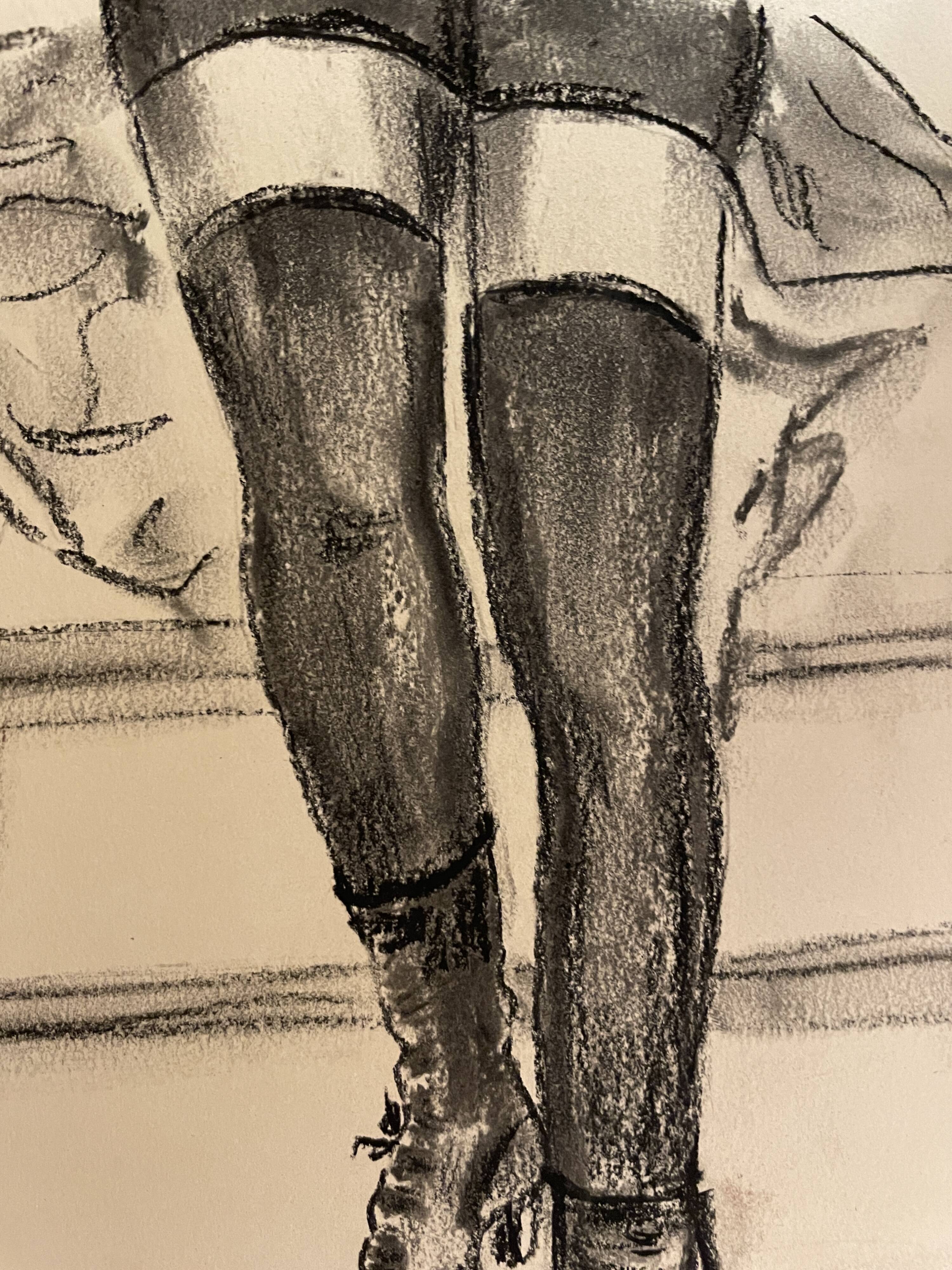 Tableau signé fusain portrait féminin mode « style Victorien »