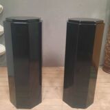 Pair of octagonal black lacquered wooden side tables