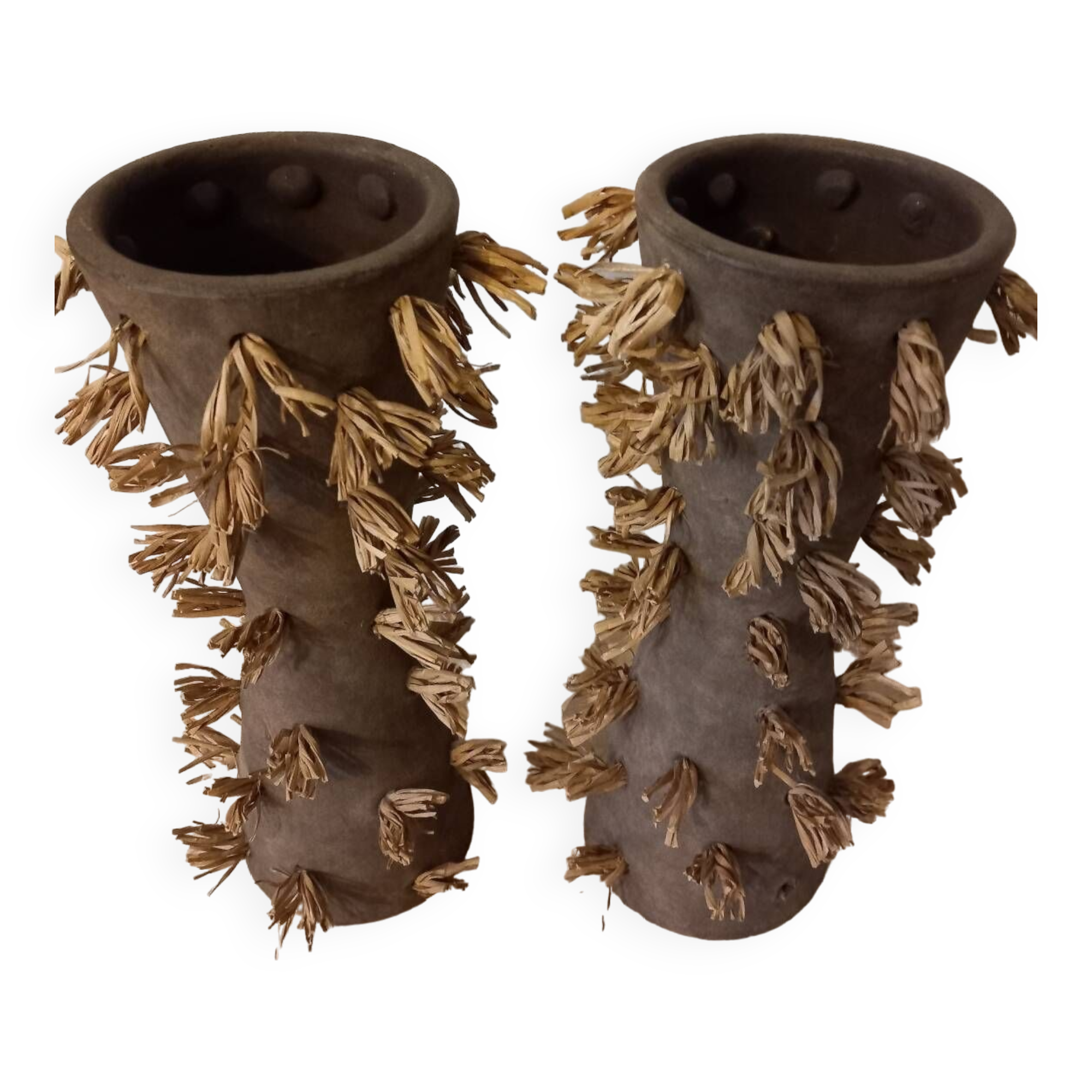 Pair of ethnic style terracotta vases