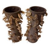 Paire de vases terre cuite style ethnique
