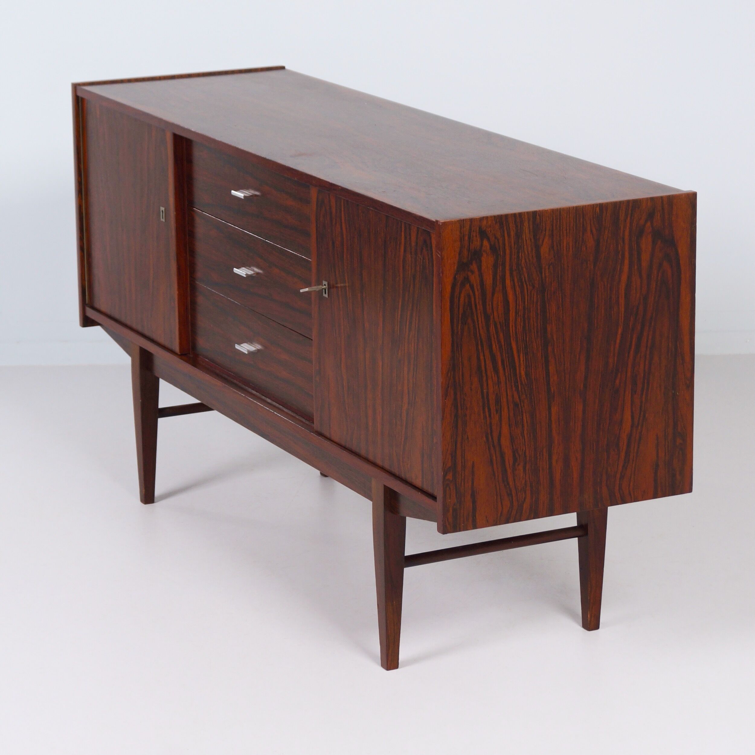 Rosewood sideboard with 3 drawers and 2 cabinets, Denmark, 1960s