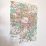Map old Paris suburb 74x55cm edition A. Leconte 1970