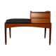 Bench phone 2 drawers in teck and black leather 1970