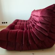 Sofa 3 places velvet bordeaux designed by Michel Ducaroy 1973