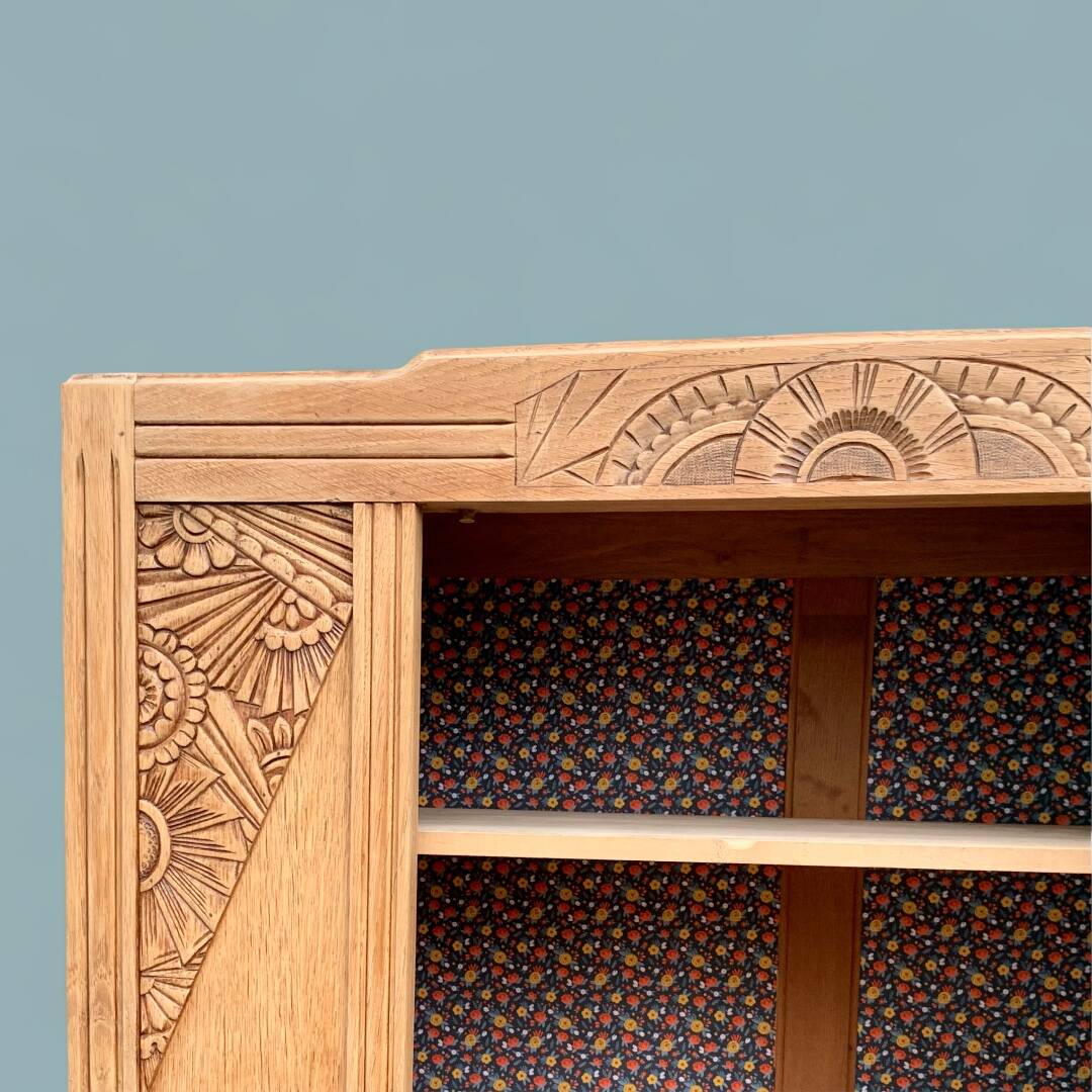 Parisian art deco cabinet in raw wood 1930