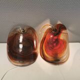 Two wonderfully crafted glass wall lamps designed by per lutken for holmegaard glassworks 1978