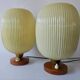 Rare Pair of Table Lamps, Glass and Wood, 1960s