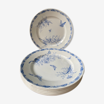 Lot de 6 assiettes « Papillon » 1900 FF Pexonne