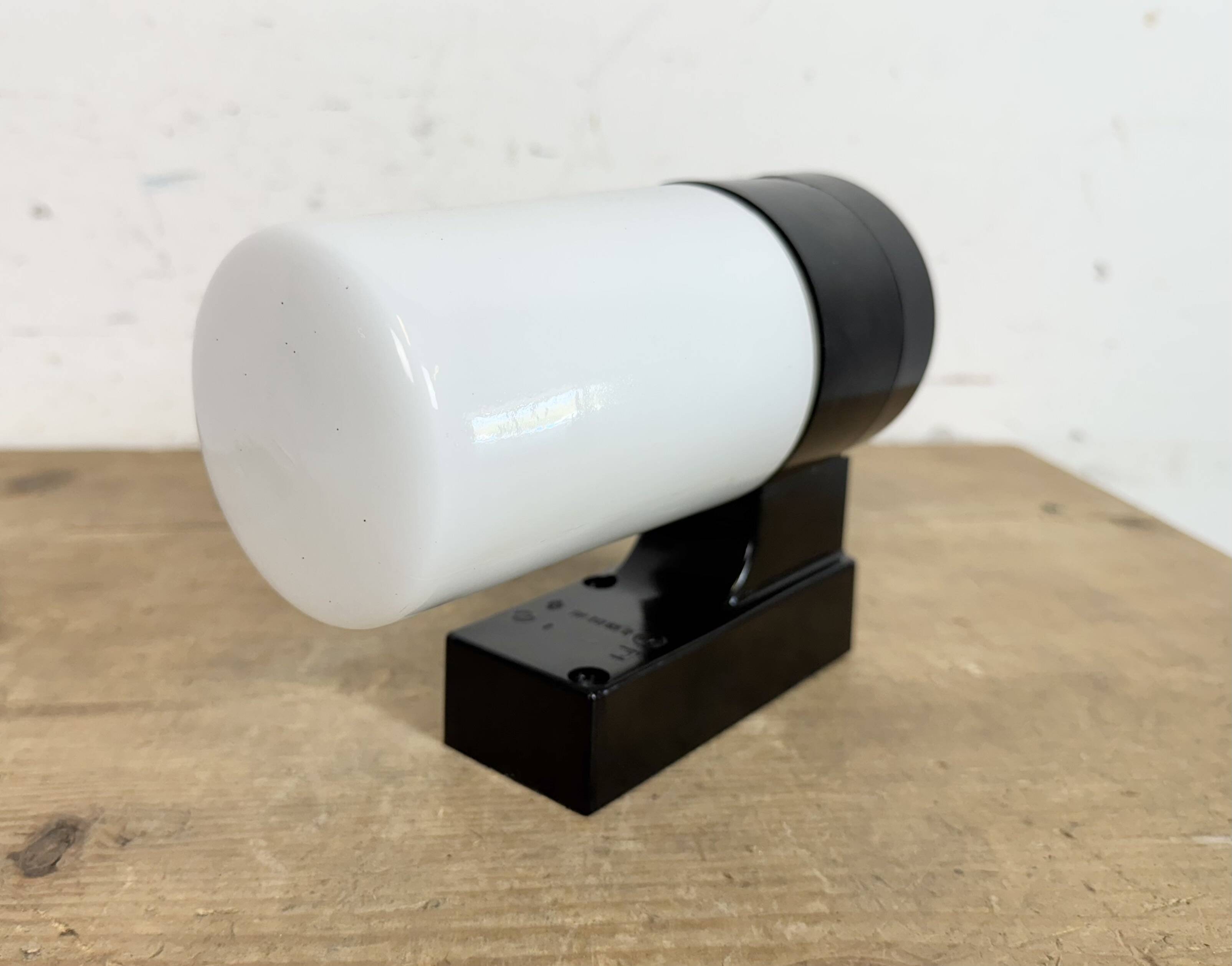 Industrial Brown Bakelite Wall Light with Milk Glass, 1960s