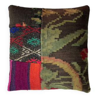 Housse de coussin Patchwork Kilim Vintage Kilim, 40 x 40 cm