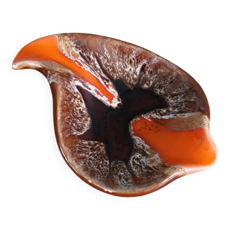 Flamed ceramic ashtray in Vallauris style from the 1970s.