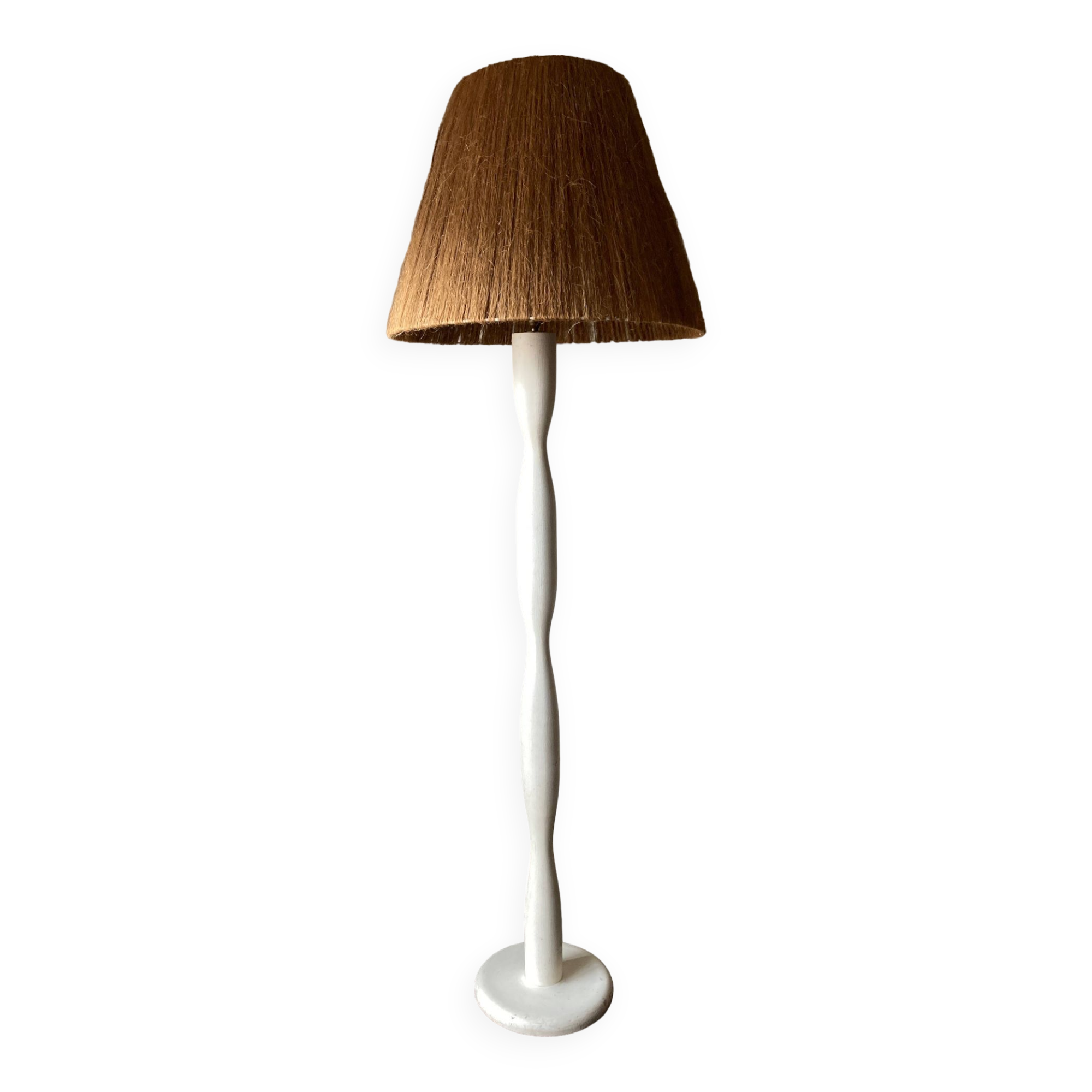 Lampadaire art déco 1950 bois et corde