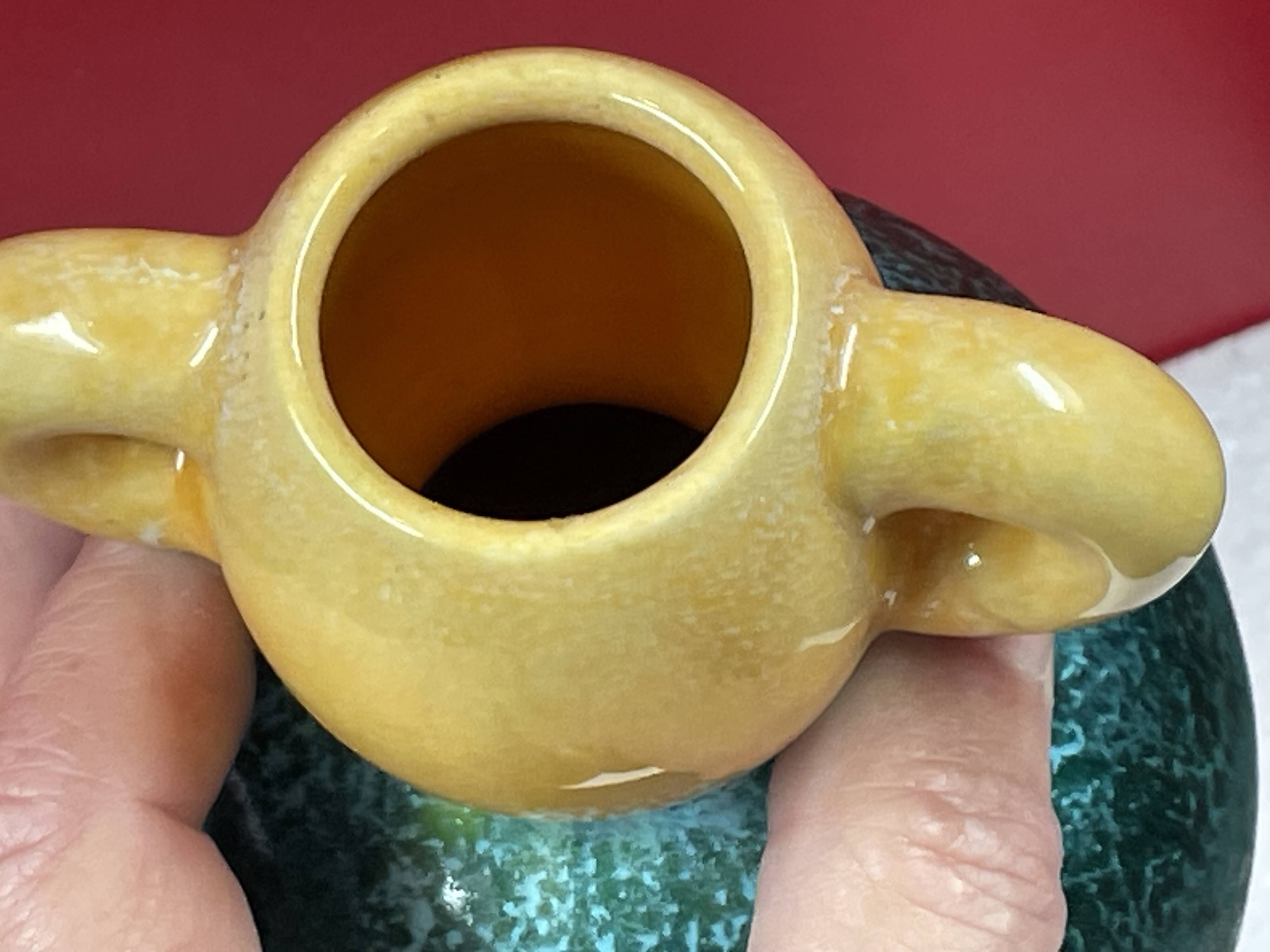 Accolay ear vase Ceramic Turquoise Blue & yellow 17 cm