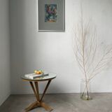 Art deco mirror pedestal table in walnut 1930