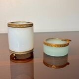 2 opaline ormolu tooth-stick holder & ashtray