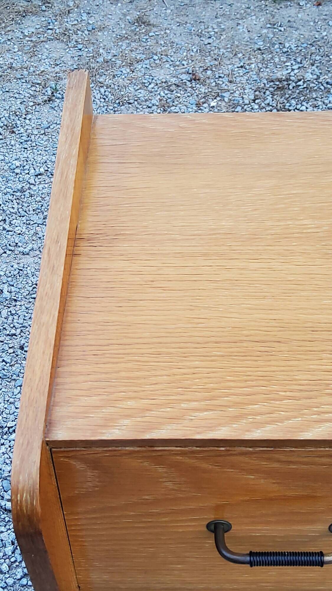 Vintage chest of drawers in golden blond oak legs compass and fins 3 drawers from the 50s