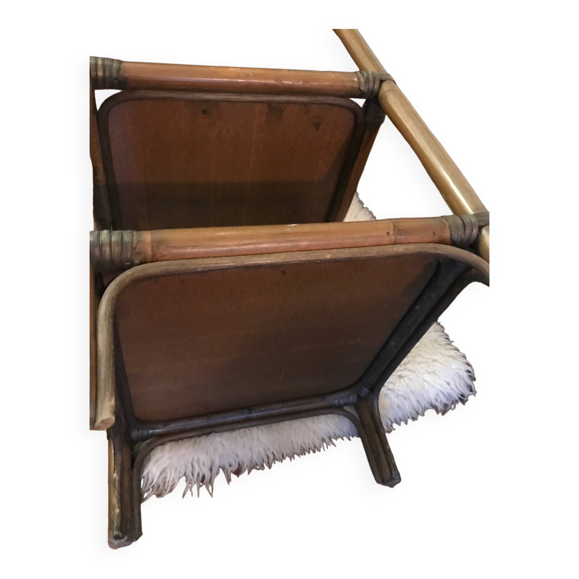 Side table in cane wood and bamboo