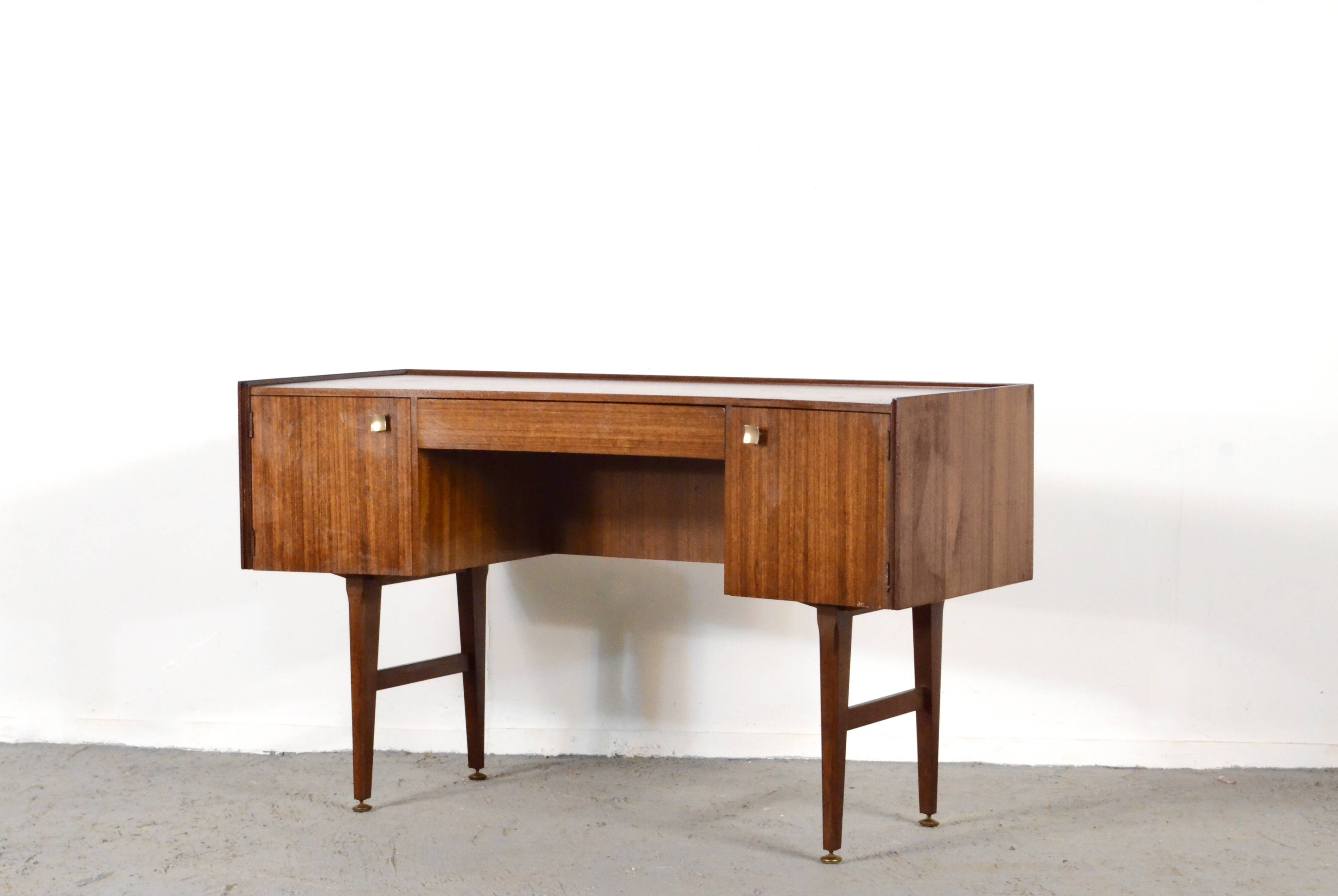 Midcentury Meredew Desk In Walnut And Brass.