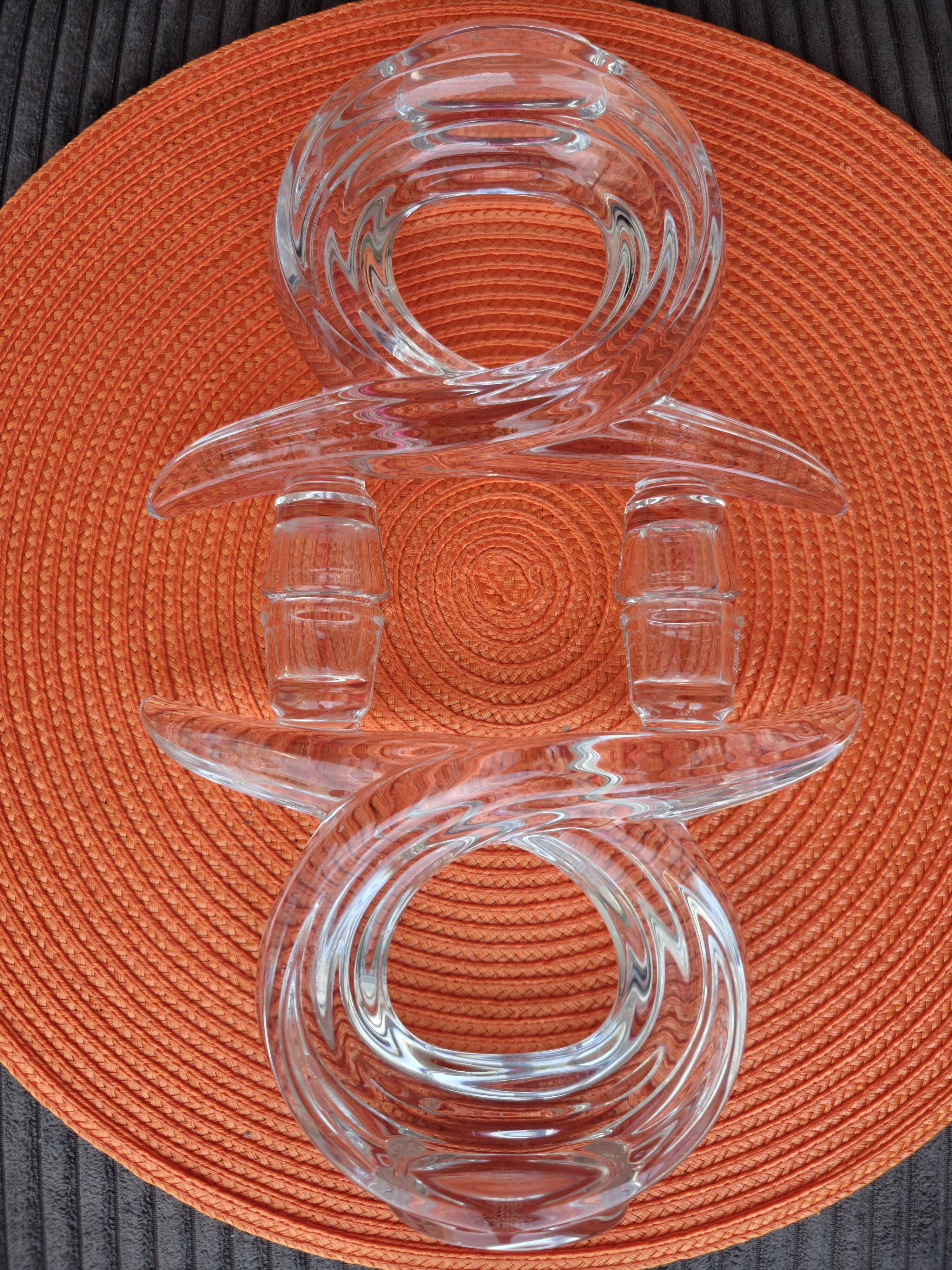 Pair of crystal candlesticks from France, Vannes, vintage 60s/70s.