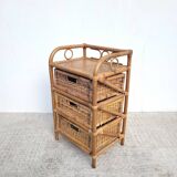 Rattan storage chest of drawers with 3 drawers