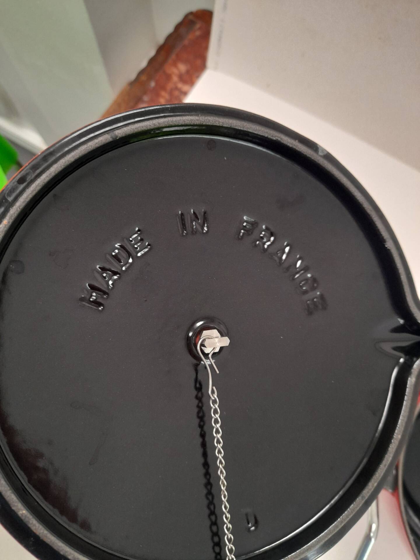 The Staub red enamelled cast iron teapot.